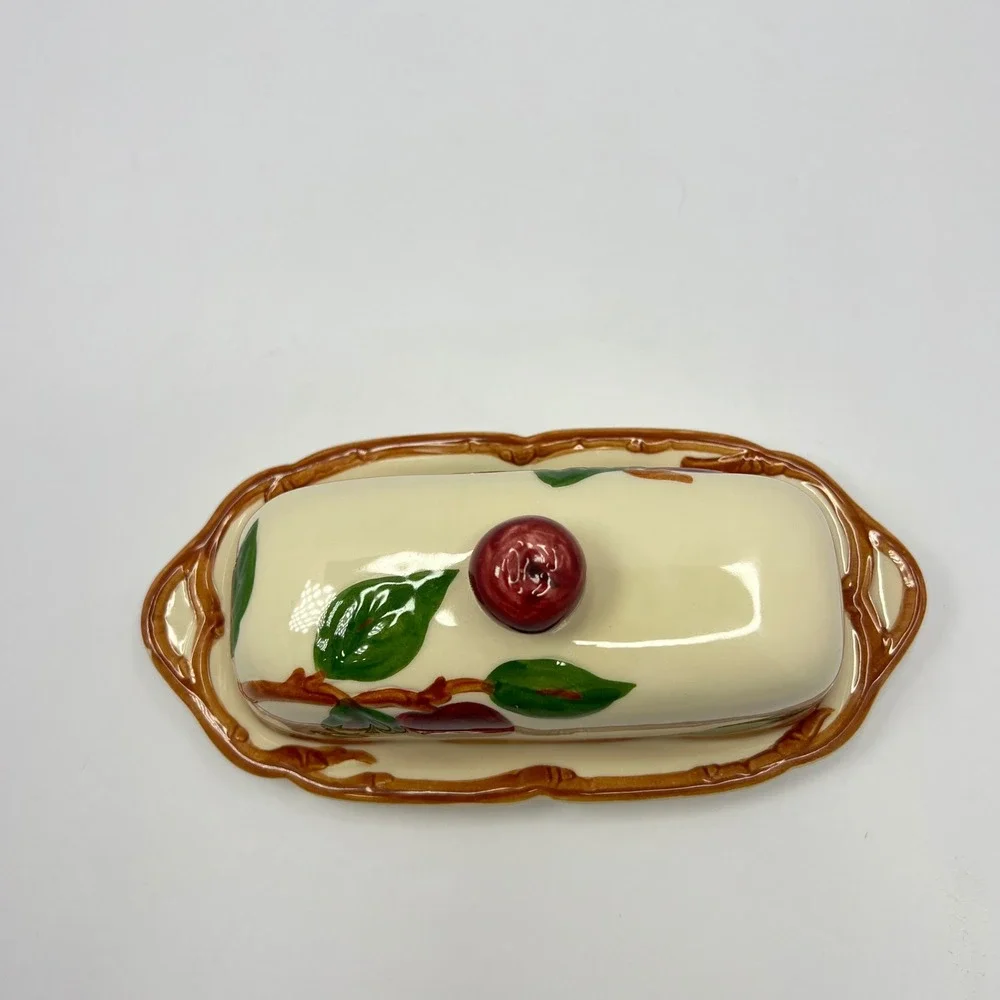 Franciscan Apple Butter Dish with Lid 1949-1953 Vintage Hand Painted USA Made
